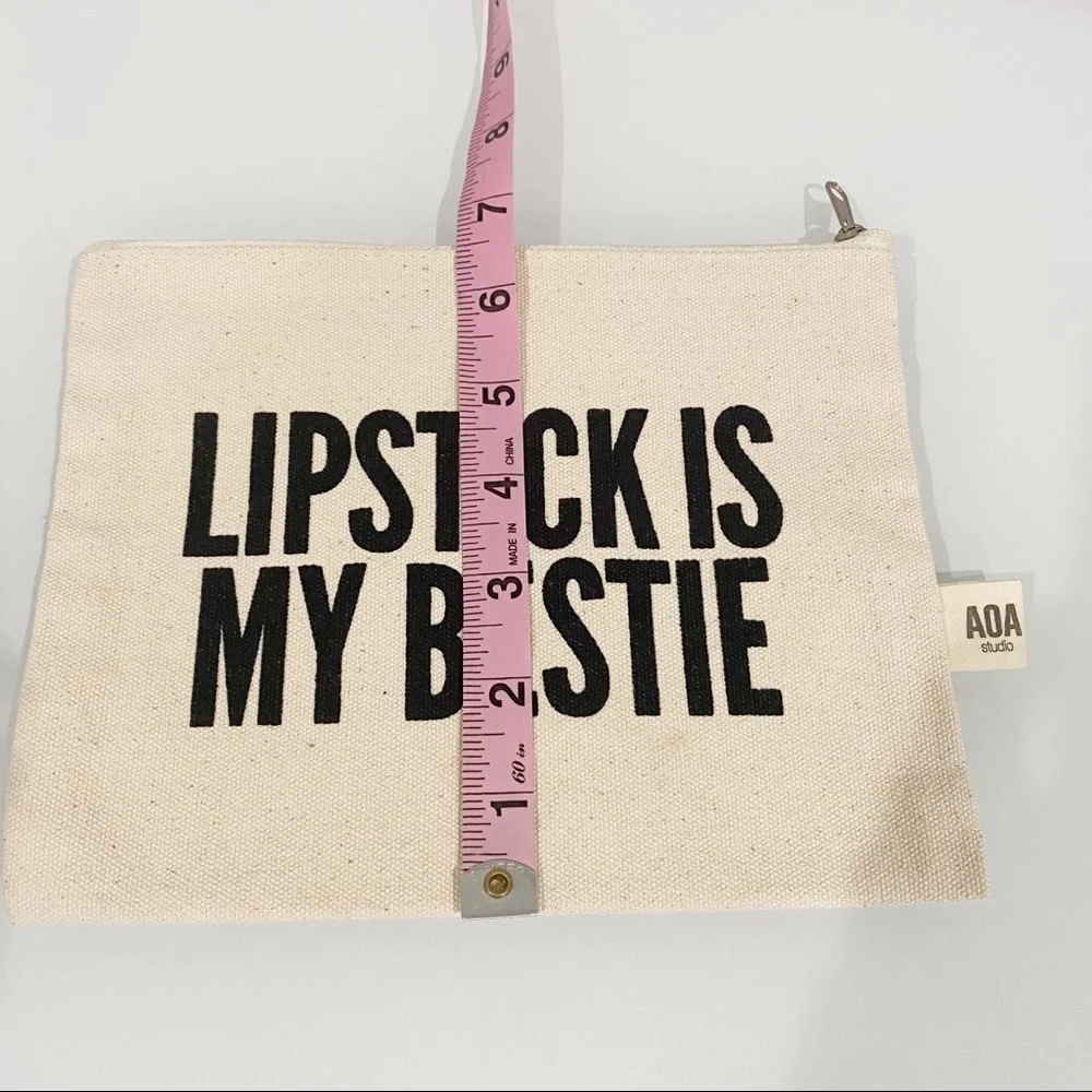 AOA STUDIO “Lipstick Is My Bestie” Zippered Pouch